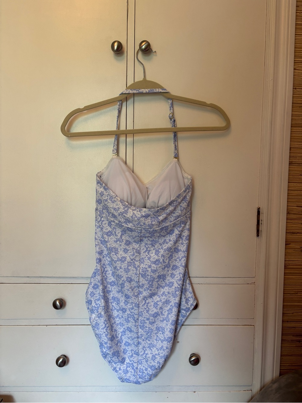 Kona Sol Light Blue and White Floral One-Piece Swimsuit with Adjustable Strap - Picture 3 of 7